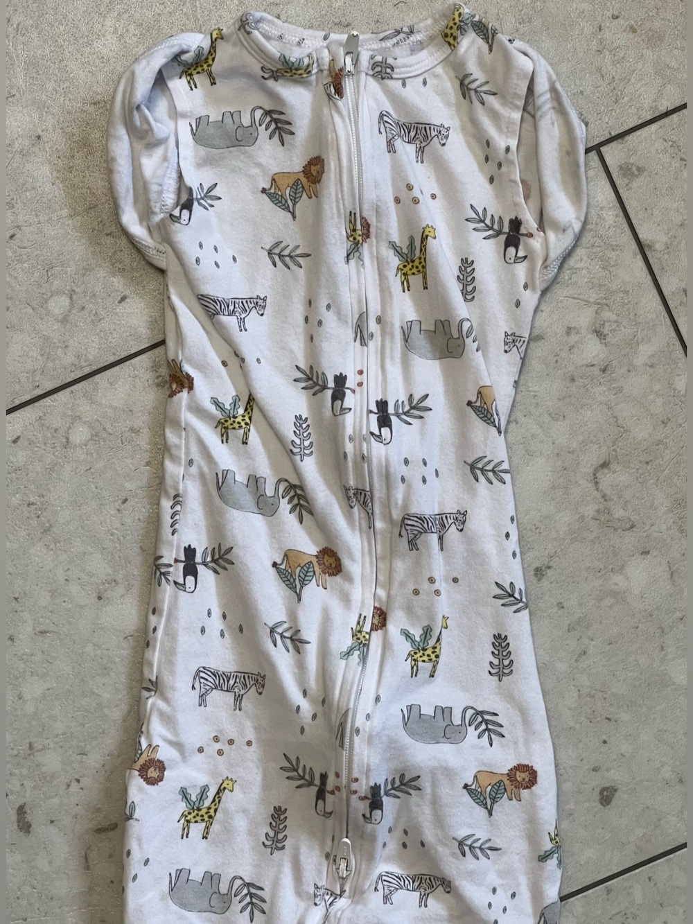 aden + anais White Sleep Sack with Safari Animal Print